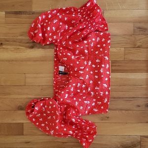 Red/white floral puff sleeve crop top - medium